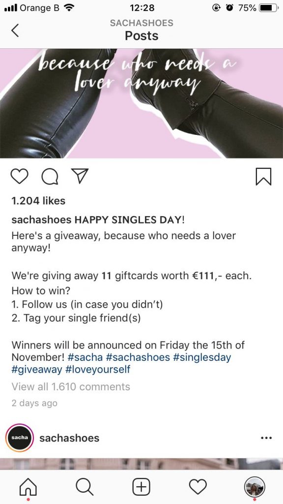 sachashoes giveaway voor singles day