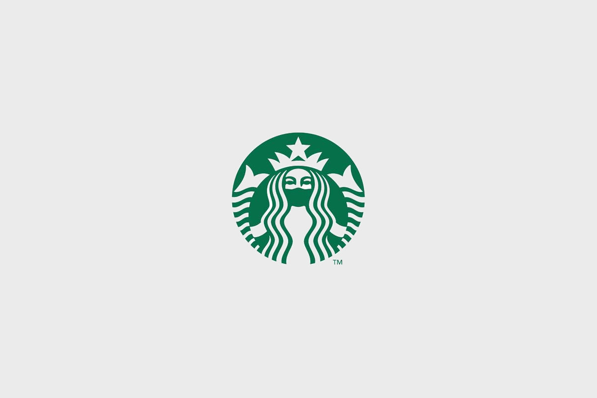 Logo Starbucks corona mondmasker