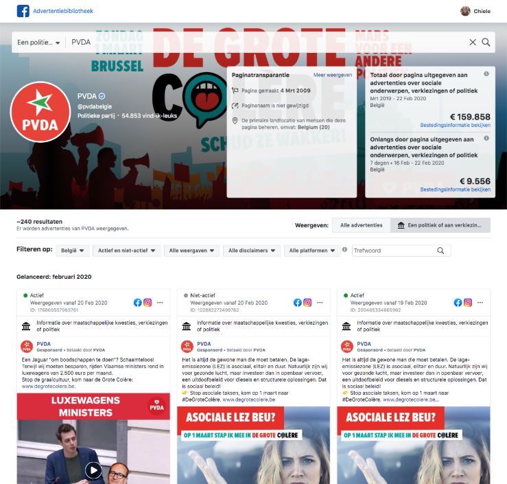 Facebook-advertentiebibliotheek-Politieke-partij-PVDA-België-Motionmill
