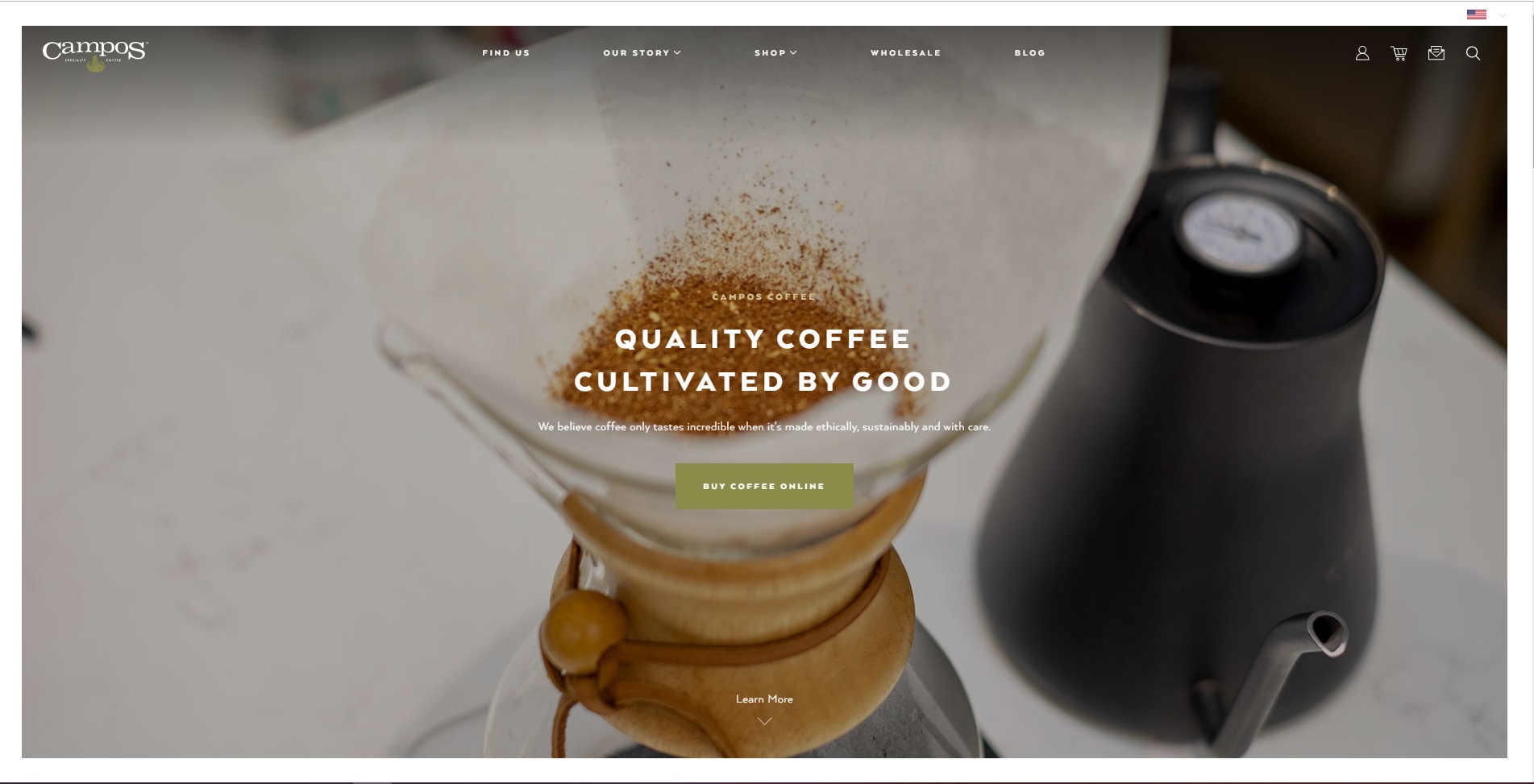 Mooie website van Campos Coffee