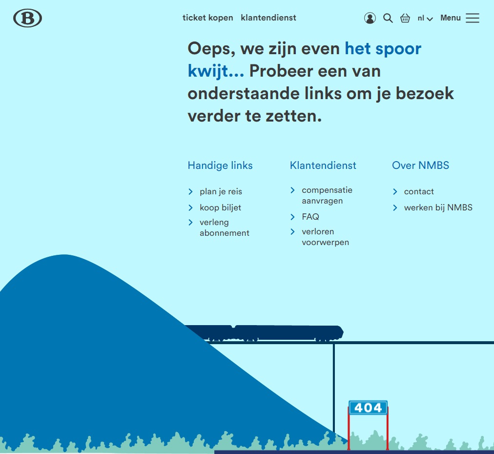 Goede 404-pagina's Belgische bedrijven