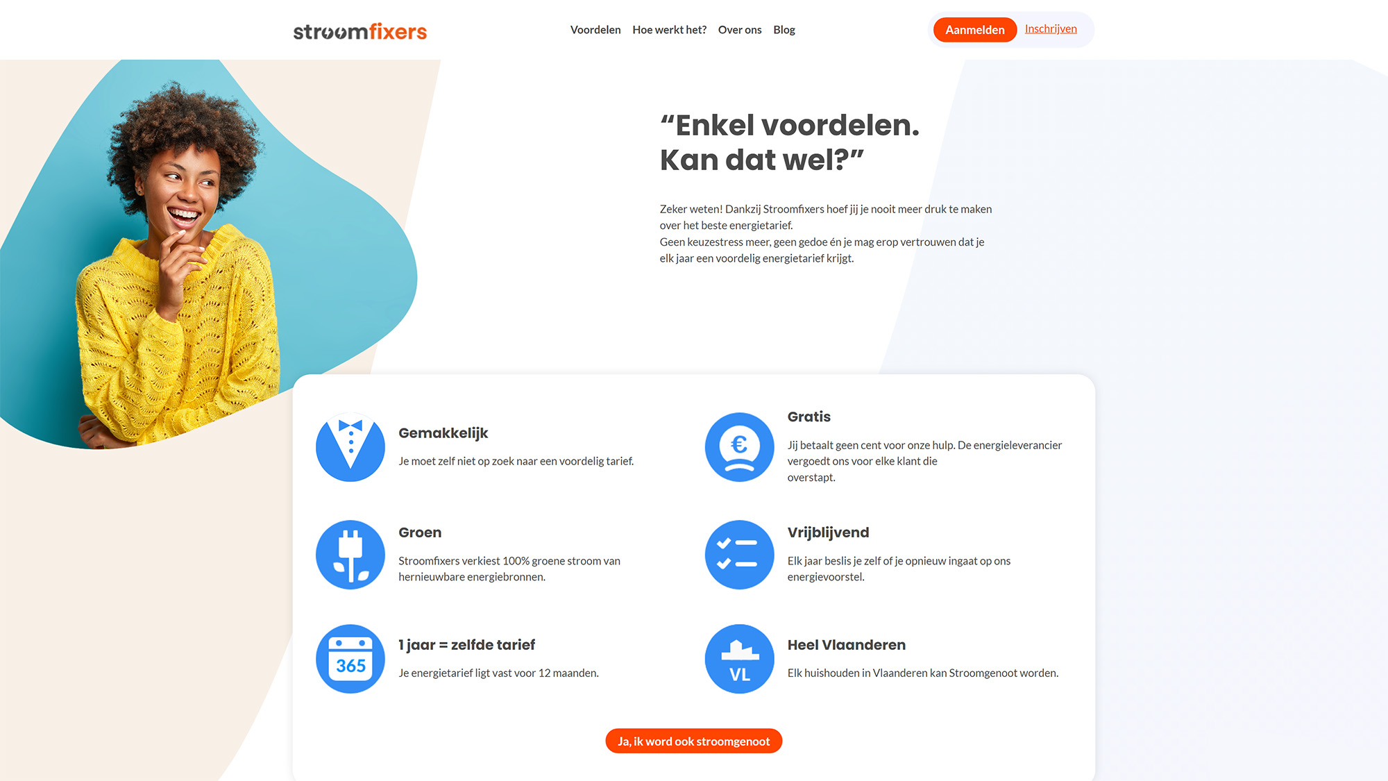 Motionmill webbureau Antwerpen - Stroomfixers screenshot voordelen