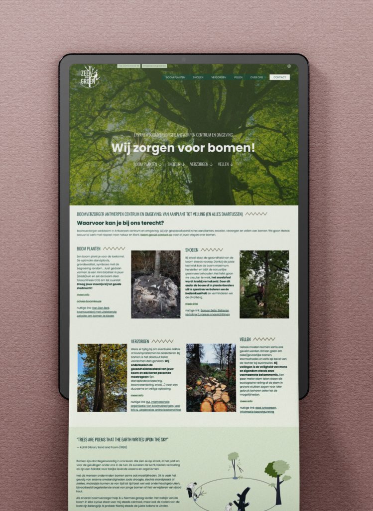 Zee van Groen - een groene website die kan groeien - Motionmill webdesign Antwerpen