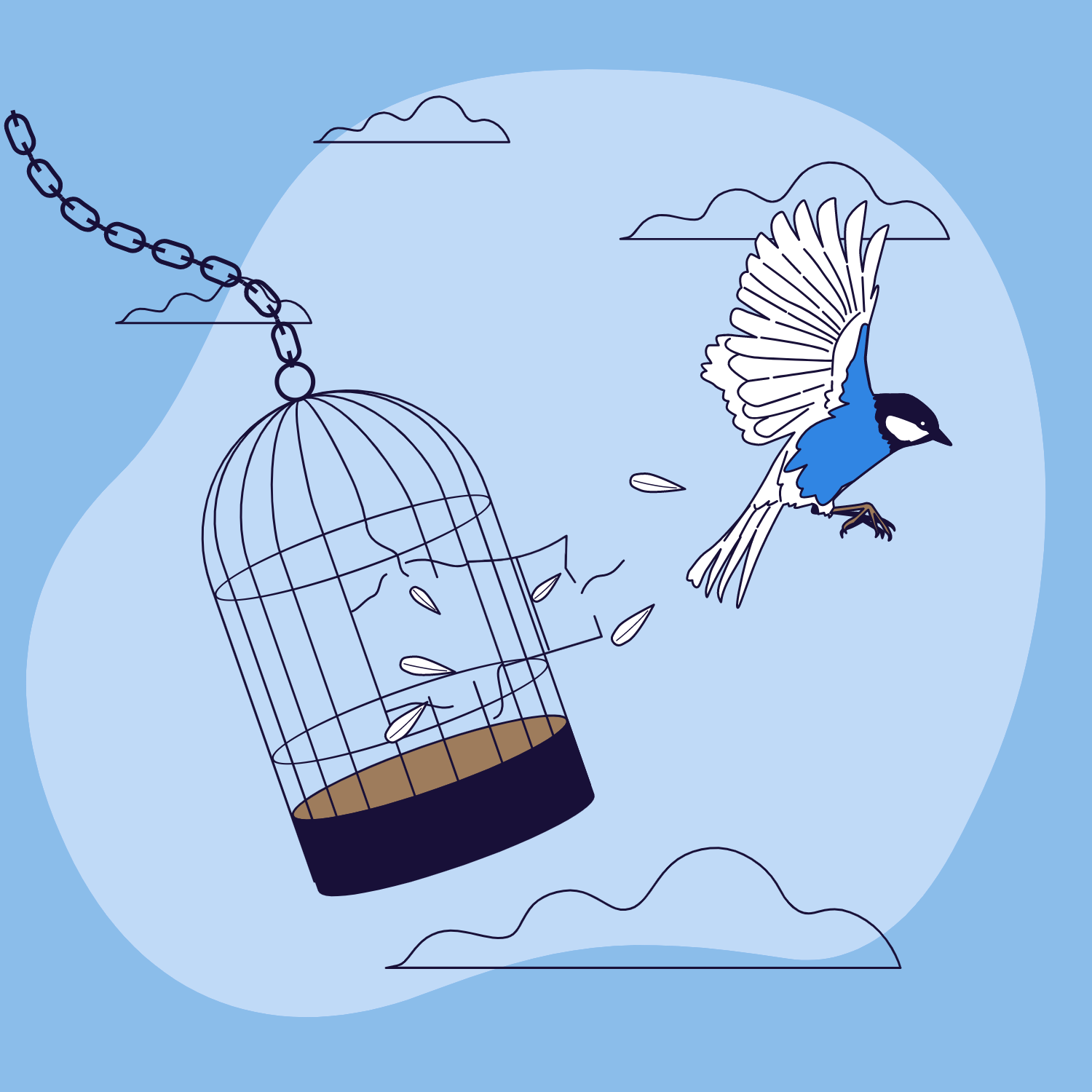 Ben jij de eigenaar van je website Laat je niet gevangen nemen - Vogel die uit kooi ontsnapt Motionmill webdesign Antwerpen