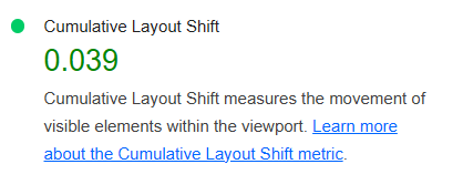 Motionmill Lighthouse Cumulative Layout Shift 0.039